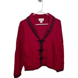 Vintage‎ Christopher and banks Boiled Wool Cardigan Sweater Size Small Classic